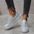 thumbnail image 6 of asdoklhq Casual Shoes for Women,Autumn and Winter New Sequined Flat Lace-up Casual Women's Single Shoes Pumps, 6 of 8