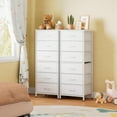 thumbnail image 5 of White Tall Dresser for Bedroom, 6 Drawer Dressers & Chests of Drawers, Fabric Dresser for Closet, Living Room, Night Stand with Metal Frame, Storage Tower with Fabric Bins, Wood Top, 5 of 9