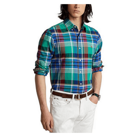$125 Polo Ralph Lauren Plaid Oxford Woven Shirt Cotton Multicolor[ 4XB]