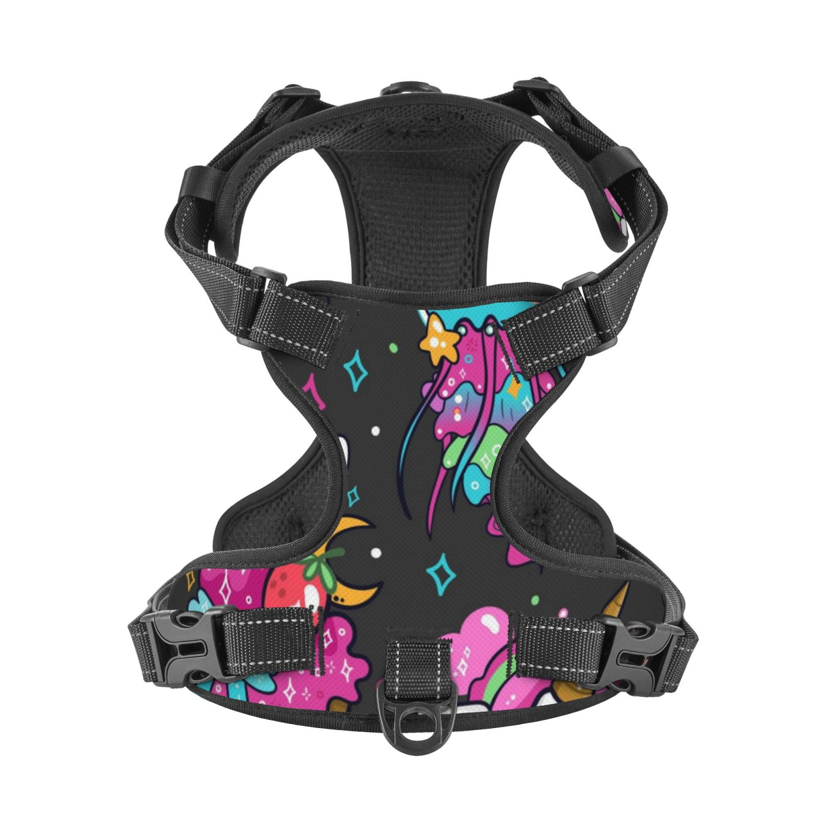 Picia Cat Icecream No-Pull Dog Harness Reflective Front Clip Vest with Handle,Step-in Air Dog Harness,Adjustable 2 Metal Rings 4 Buckles,Easy to Put on & Take Off Large