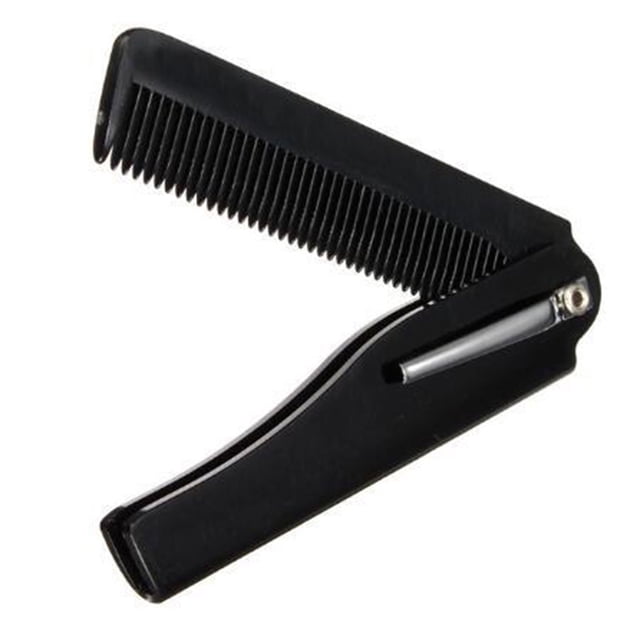 Qarigey 1 ud./2 uds. Clip de bolsillo plegable para hombres, peines portátiles de plástico para la cabeza y la barba, peine ligero para viaje de Cuidado del cabello negro+dorado 1 PC Qarigey MR4438-01