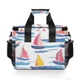 thumbnail image 7 of FORMRS Insulated Cooler Bag 24 Cans Capacity Soft Leakproof Lunch Box with Side Pockets, Pink Hand Drawn Sailboats, 7 of 7