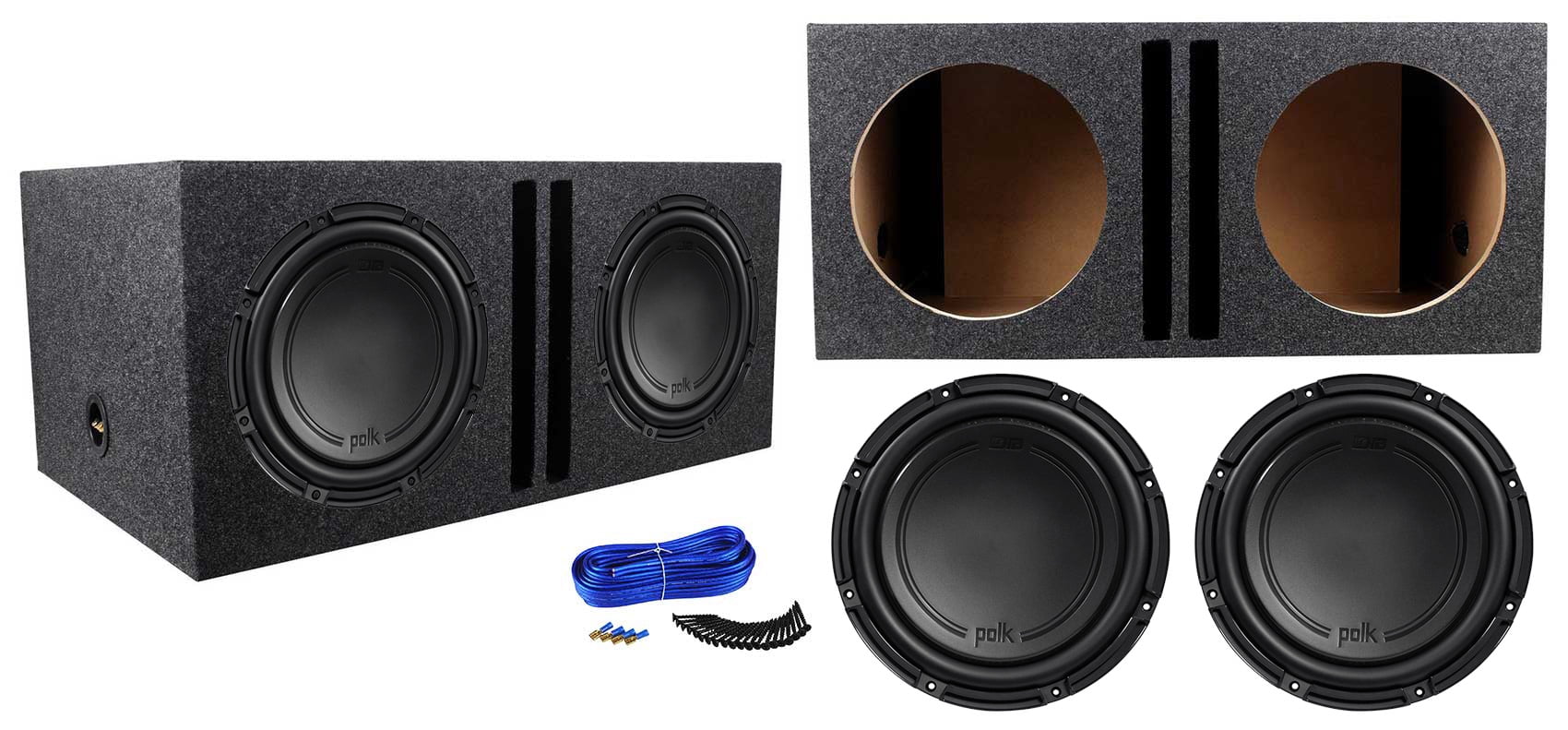 (2) Polk Audio DB1242DVC 12” 2220 Watt Car Subwoofers+Vented Sub Box