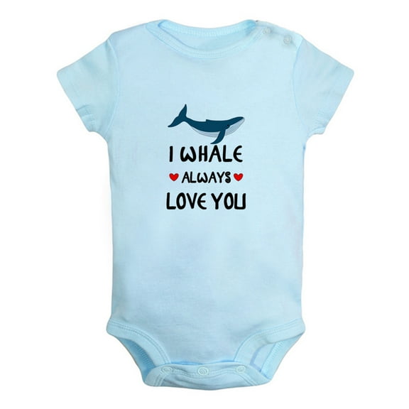 I Whale Always Love You Funny Rompers For Babies, Newborn Baby Unisex Bodysuits, Infant Jumpsuits, Toddler 0-12 Months Kids One-Piece Oufits (Blue, 6-12 Months)