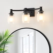 KAWOTI 20.25 in. 3-Light Painted Black Vanity Light with Clear Edge and Frosted Glass Shades