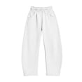 thumbnail image 2 of UACY Girls Boys Curved Wide Leg Cargo Pants Elastic High Waist Loose Fit Sweatpants Baggy Balloon Leg Trousers Fall Winter Bottoms (White, 13-14 Years), 2 of 9