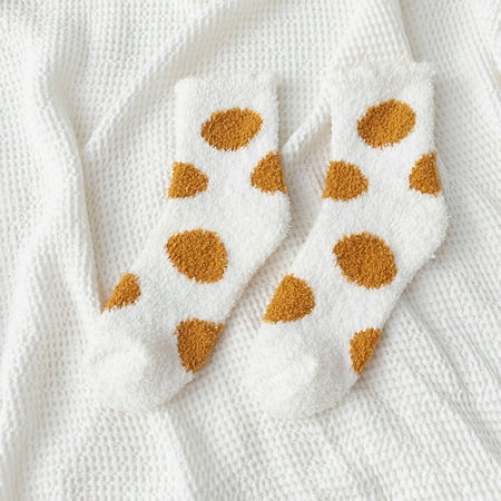 

2 packs* Winter Socks Women Coral Fleece Socks Women Autumn And Winter Tube Socks Sleep Socks Cute Home Polka Dot Thick Stockings