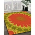 thumbnail image 2 of Ahgly Company Indoor Round Patterned Orange Gold Area Rugs, 3' Round, 2 of 6
