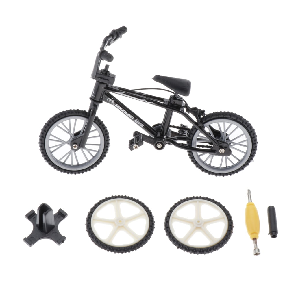 Set of 1 Mini Desk Gadget BMX Bicycle Model Finger Board Bike Toy Kit Black 