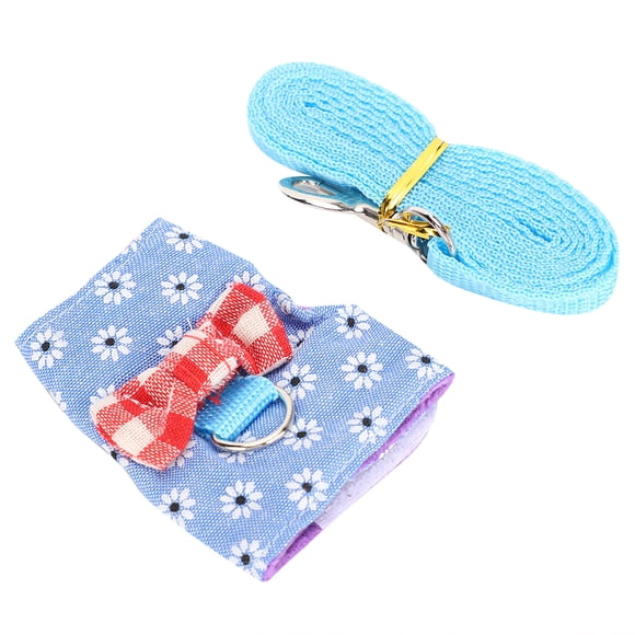 Gilet de Laisse pour Animaux en Denim, Doux Respirant avec Sangle Réglable Gilet de Poitrine Flocon de Neige Équipé d'Un Crochet et d'Une Boucle Idéal pour Petits Animaux Lapin Hamster Cochon d'Inde
