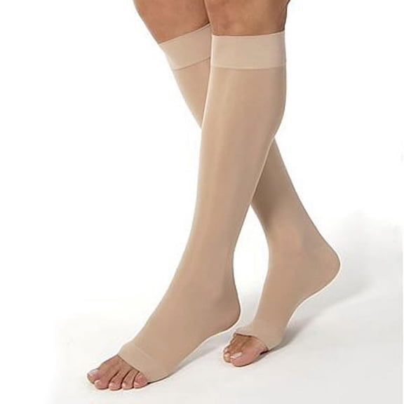 JOBST Women's Ultrasheer Knee High Classic 30-40 mmHg Open Toe, Natural Large