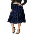 thumbnail image 4 of Agnes Orinda Women's Plus Size Knee Length Star Sequin Velet Skirt, 4 of 6