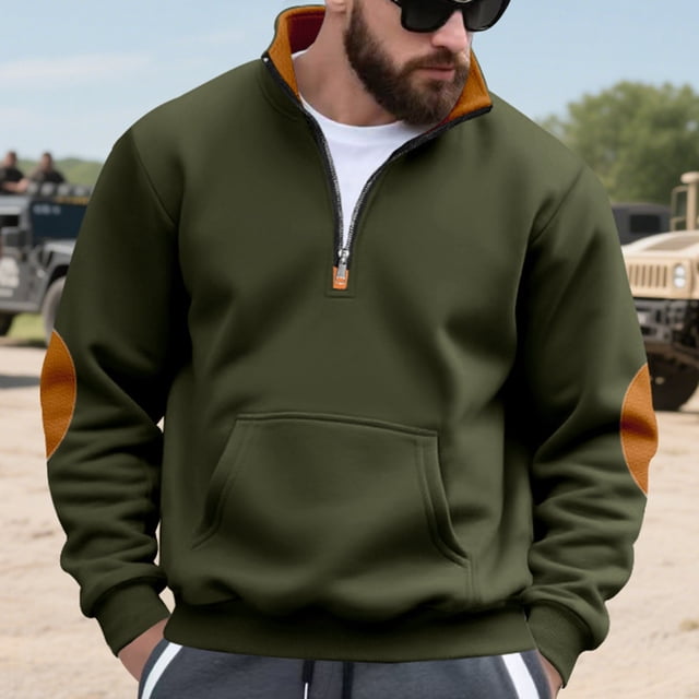 pstuiky manga larga para hombre, Blusa/camisa informal y moderna de color liso con cuello alto, manga larga y bolsillo con cremallera para hombre tops de invierno para hombre xxxl
