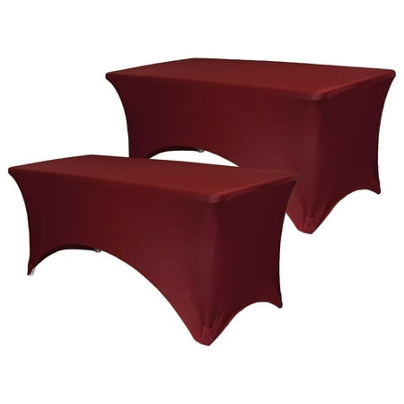 

Wension - Pack of 2 Stretch Spandex Table Cover for 6 Ft Rectangular Tables 72 Length x 30 Width x 30 Height Fitted Tablecloth for Standard Folding Tables - Burgundy