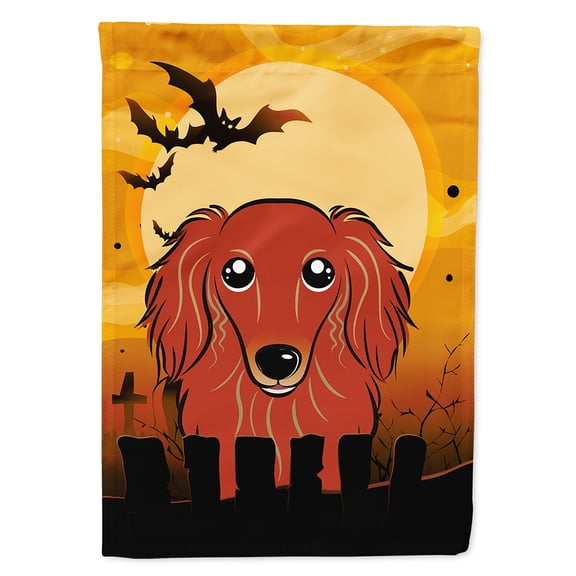 Carolines Treasures BB1772CHF Halloween Longhair Red Dachshund Flag Canvas House Size
