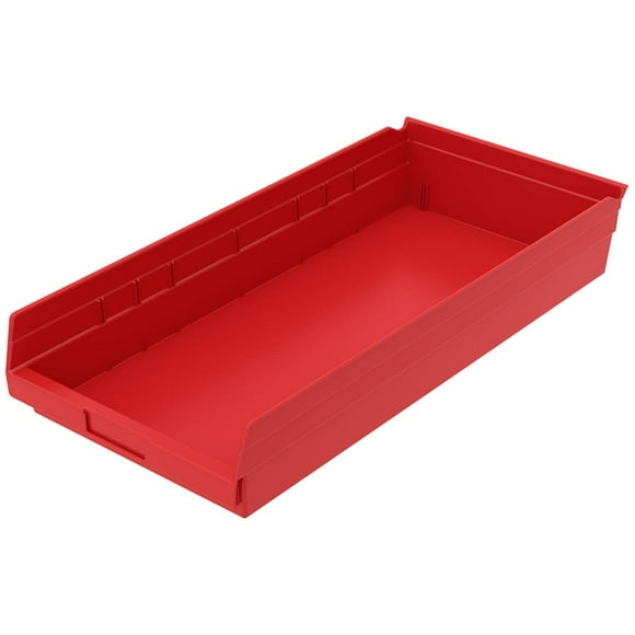 Akro-Mils 30174 Plastic Nesting Shelf Bin Box, (24-Inch x 11-Inch x 4-Inch), Red, (6-Pack)
