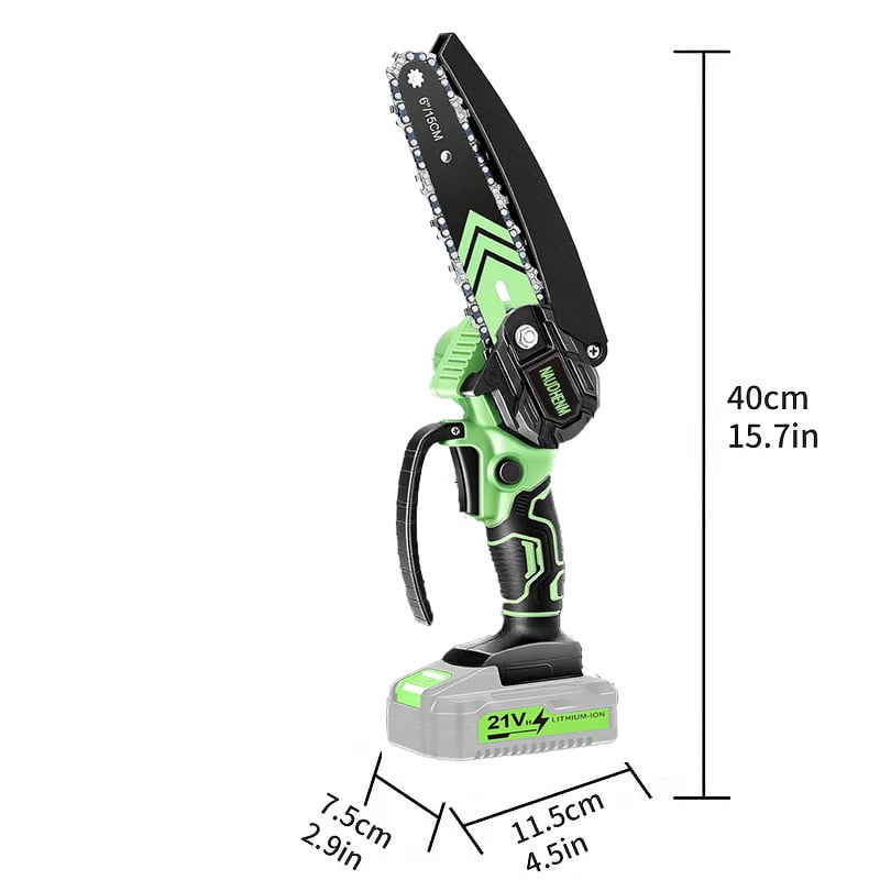 NAUDHENM 7.29-Inch Cordless Handheld Chain Saw, 12V, 2 Batteries, 2 Chains