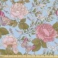 thumbnail image 1 of Floral Fabric by the Yard, Romantic Rose Bouquets Garden with Shabby Butterflies Repetitive Art, Decorative Upholstery Fabric for Sofas and Home Accents, Pale Pink Pale Blue by Ambesonne, 1 of 5