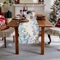 thumbnail image 6 of Winter Blue Poinsettia Table Runner Christmas Floral Berries Table Runners Kitchen Dinning Xmas Table Decoration for Holiday Farmhouse Rustic Home Party Indoor Outdoor 13x72 Inch, 6 of 6