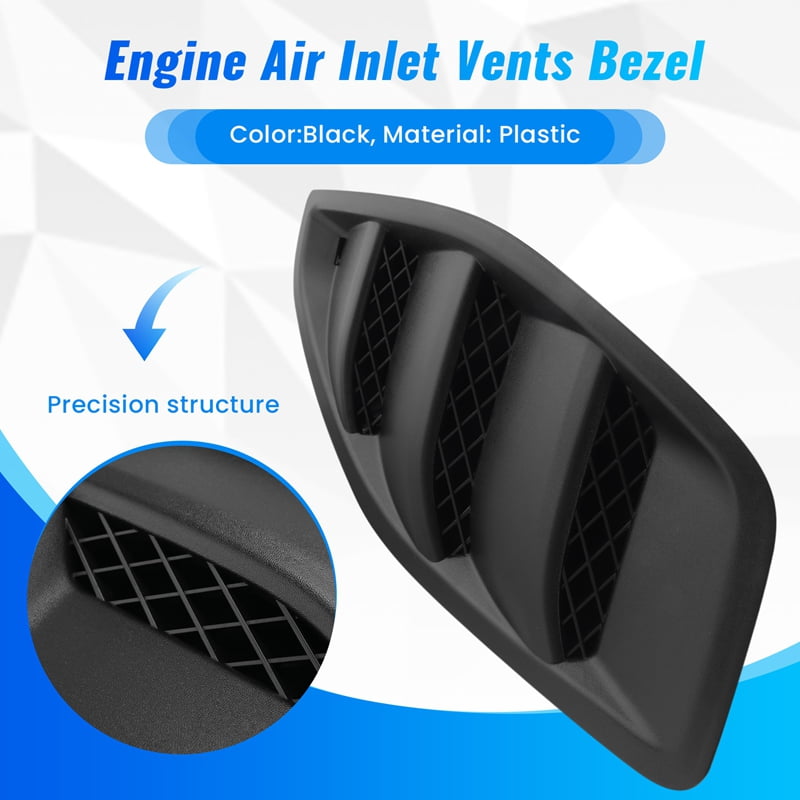 Car Left Right Engine Hood Dome Louvers Air Inlet Vents Bezel Fit for JK 2007-2017,2 x Hood Vents Inlet Cover,Black