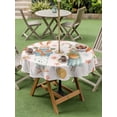 thumbnail image 3 of Pink Spring Easter Outdoor Tablecloth - 60 Inch Round Dining Table Cover, Bunny Carrots Eggs Floral Botanical Waterproof Outdoor Table Cloth with Umbrella Hole & Zipper for Picnic/Patio/Party, 3 of 7
