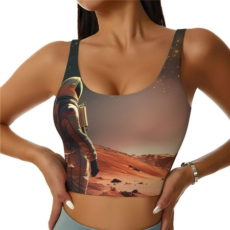 Matuu Astronaut On Mars A for Women s Sports Bra - Soft  Comfortable and Breathable Sports Vest for Yoga  Fitness  and Dance-Medium