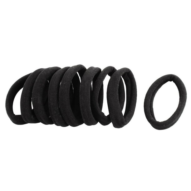 10 Pcs Black Elastic Rubber Hair Ties Bands Ponytail Holders for Ladies