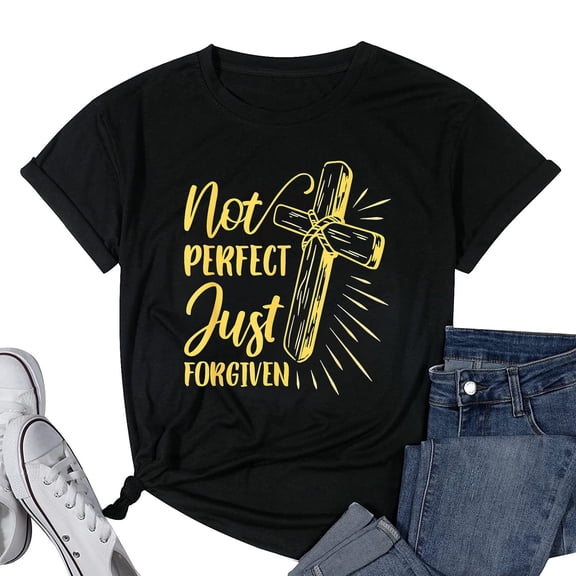 Womens Not Perfect Just Forgiven T-Shirt Black Small