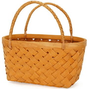 Picnic Basket Woodchip Baskets for Gifts Empty Woven Wicker Baskets Cute Picnic Basket Toy for Kids Gift Storage Basket for Valentine‘s Easter Birthday Wedding Halloween Costume