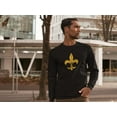 thumbnail image 3 of Old Glory Mens Mardi Gras Distressed Fleur-de-lis Long Sleeve Graphic T Shirt, 3 of 6