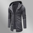 thumbnail image 3 of IYTR Men's Long Sleeve Hooded Cardigan Open Front Longline Sweatshirts Lightweight Loose Solid Color Outerwear Fall Winter Jacket Dark Gray XXL, 3 of 4