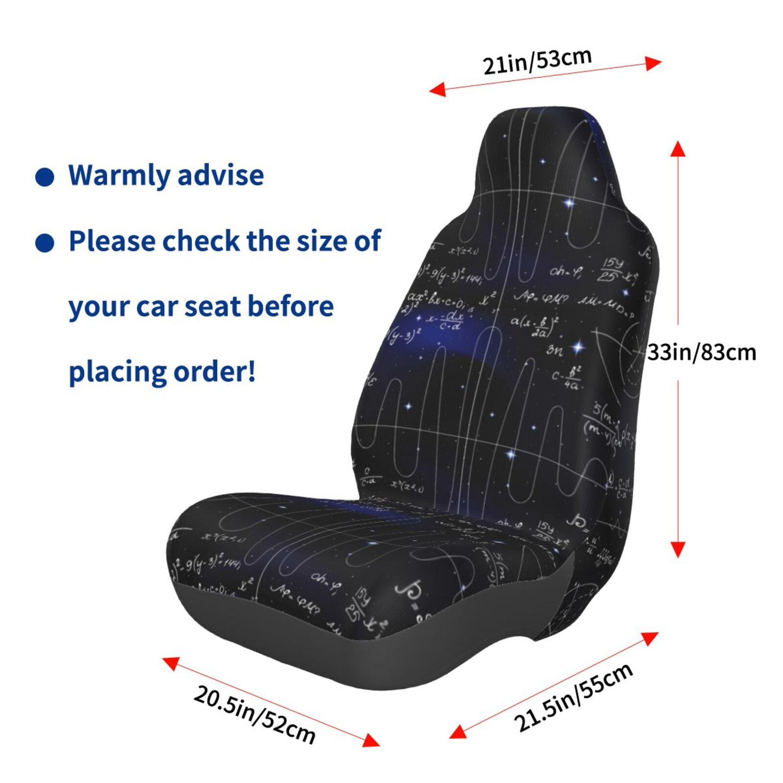 Naloa Mathematica Science Car Seat Covers Universal Front Seat Coves for Car Accessories ,Padded Car Covers for Automotive, SUV, Truck, and Van