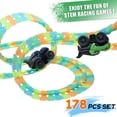 thumbnail image 3 of BEWOS 178Pcs Dinosaur Race Set – Glow in the Dark Car Course with Two Dinosaur Cars, Dinosaur Toys for Kids 3-5, Perfect 3+ Year Old Birthday Gift for Boys and Girls!, 3 of 7