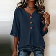 thumbnail image 6 of Women's Casual 3/4 Sleeve Button Blouse Solid Color Top Pullover, 6 of 7