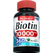 Biotin 10,000 mcg | 360 Tablets | Vitamin B7 Supplement for Hair, Skin & Nails | One Tablet Daily | by Fito Medic's