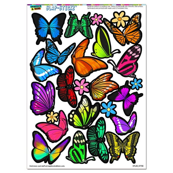 Pretty Butterflies - Butterfly Flowers SLAP-STICKZ(TM) Premium Sticker Sheet