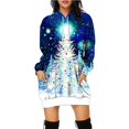 thumbnail image 1 of Vestido con capucha de árbol de Navidad para mujer, suéter de patrón divertido, ropa de fiesta de vacaciones de Navidad, falda de moda informal, Jersey, nuevo, 1 of 4