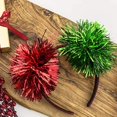 thumbnail image 3 of Diadema navideña de moda con orejas de pompón de papel de aluminio rojo y verde y purpurina roja, 3 of 4
