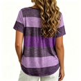 thumbnail image 5 of Lumistal Plus Size Women Summer Tops Thin Breathable Casual T-Shirts Striped Blouse Short Sleeve Top Basic Tee Fashion Leisure Tshirt for Women Going Out Tops XL-5XL Purple XXXL, 5 of 6