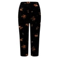 thumbnail image 4 of felwors Multi Floral Print High Waist Capri Leggings for Women Khaki L, 4 of 4