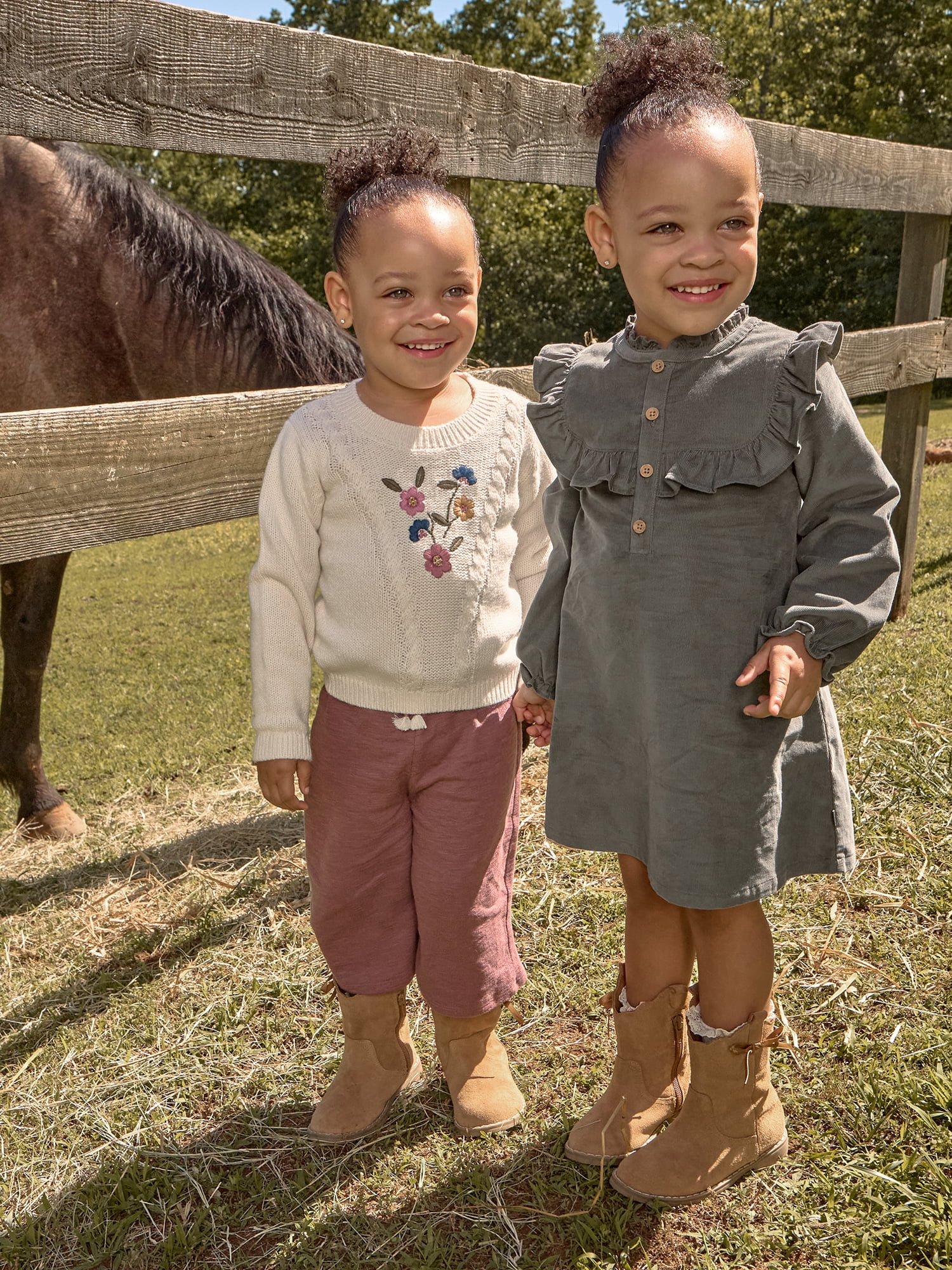 Modern Moments by Gerber Toddler Girl Sweater with Textural Stitches and Embroidery, Sizes 12M-5T