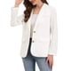 thumbnail image 4 of Blazer de mujer INSPIRE CHIC con solapa muesca, de manga larga, de un solo botón, chaquetas de traje de trabajo XL blancas, 4 of 6