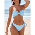 thumbnail image 5 of Swimsuit Bikini, Womens Bikini Swimsuits, 2 Piece Swimsuit for Women, Womens Wavy Edge Bandeau Bikini Strapless Tie Back Side String Bathing Suits Two Piece Swimsuit, Blue L, 5 of 7