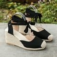 thumbnail image 6 of AnuYalue Wedge Espadrilles for Womens Dressy, Lace up Espadrilles Closed Toe Wedges Sandals Strappy Slingback Platform Heels Summer Wedges Shoes, 6 of 9
