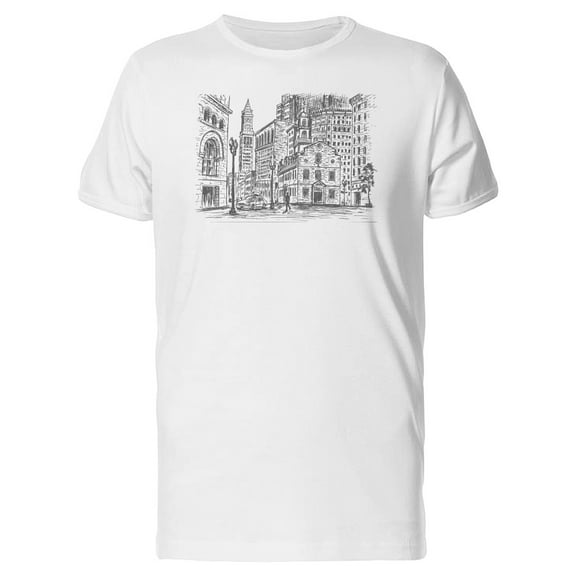 Boston Historical Downtown Art T-Shirt Men -Image by Shutterstock, Male 3X-Large