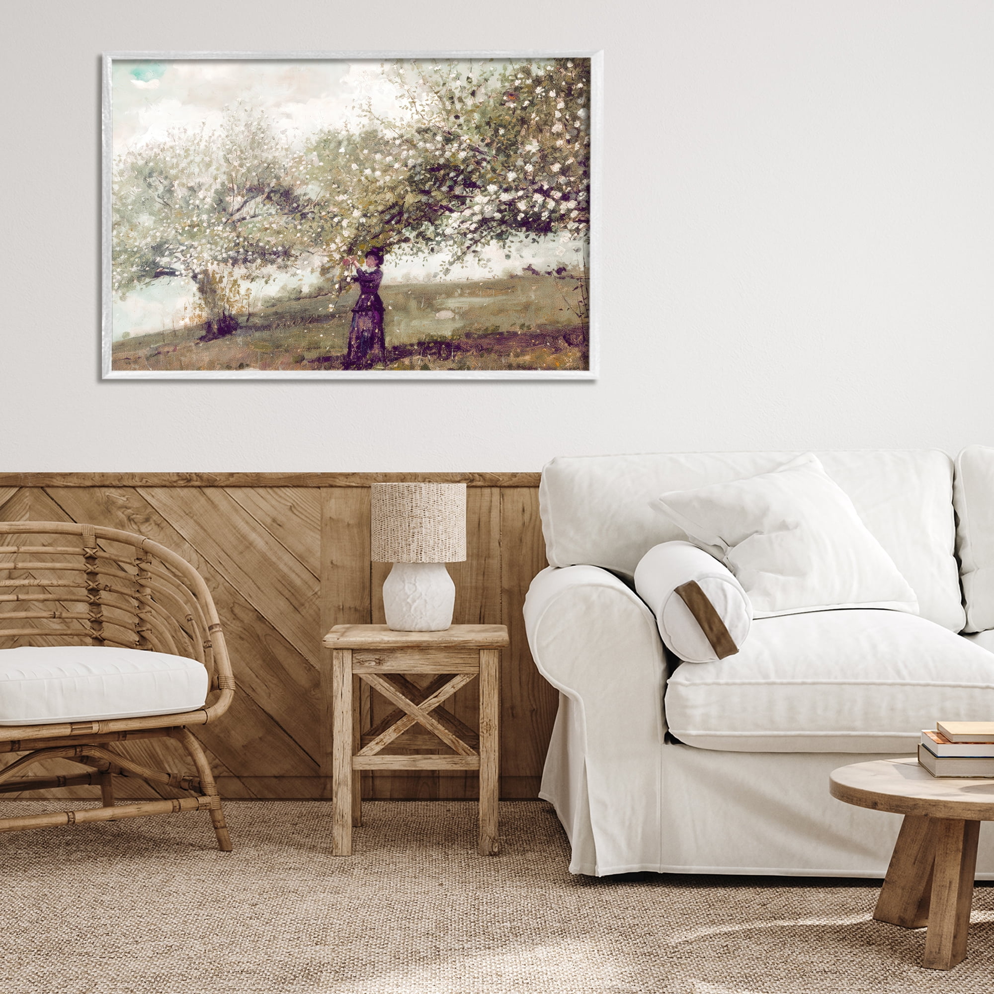 Stupell Industries Vintage Gathering Spring Blossoms White Framed Giclee Art, design by Leah Straatsma