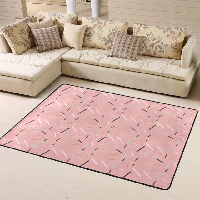 DouZhe Tapis de Zone Motif Memphis Géométrique Coloré Antidérapant Lavable en Machine, Style Tapis Paillasson, 63x48 Pouces