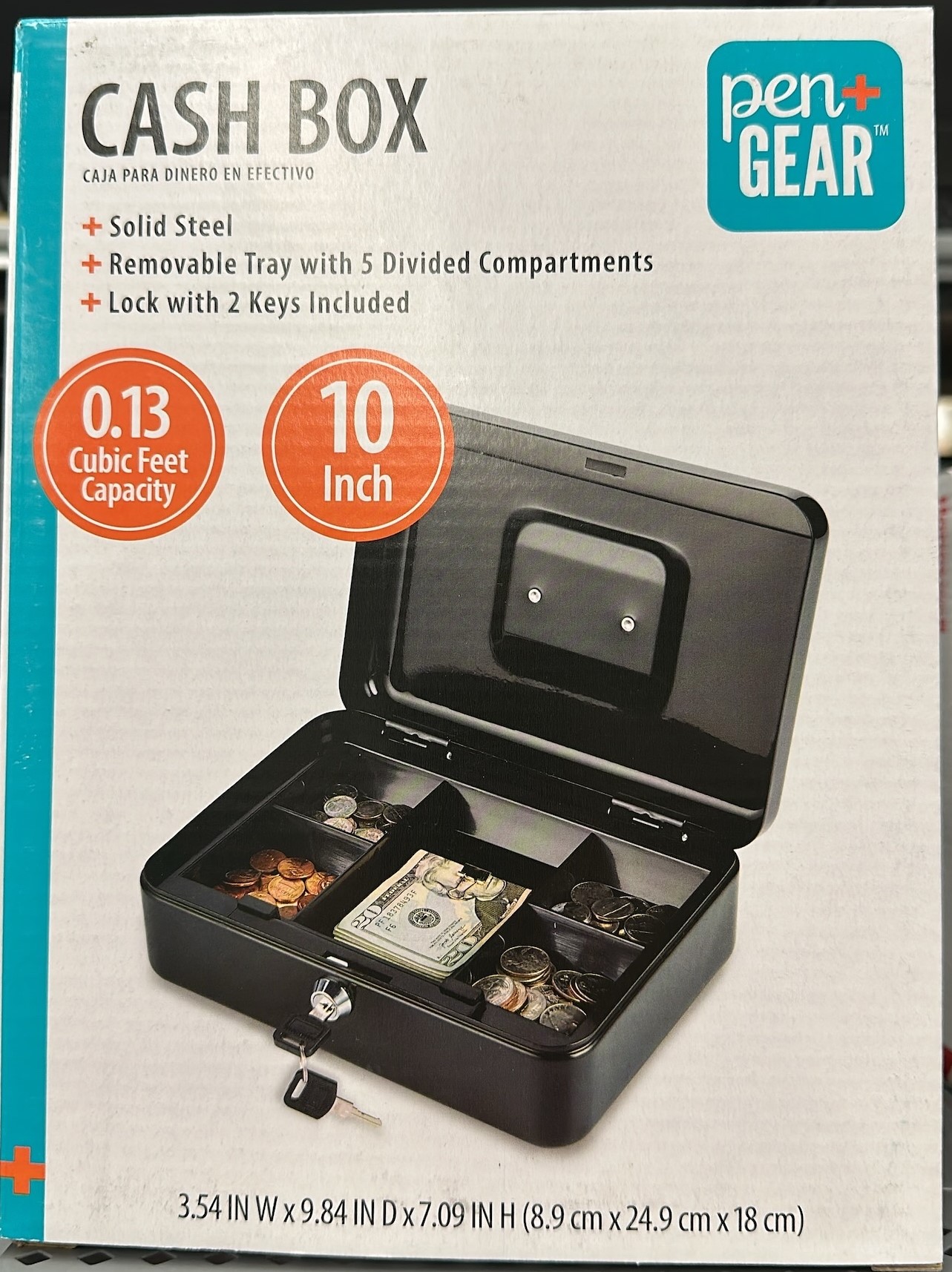 Pen+Gear 10 Inch Metal Cash Box with Key Lock photo 5