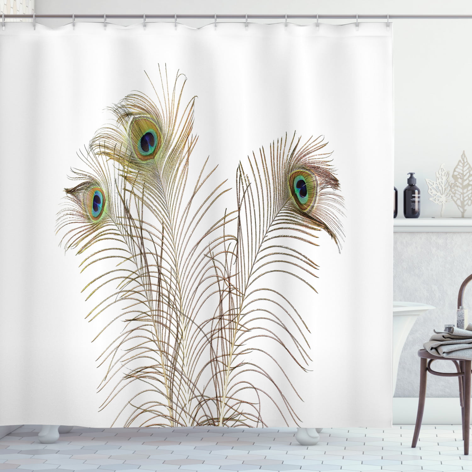 Fashion Waterproof Shower Curtain Classic Art Peacock Feather Bathroom Decor 