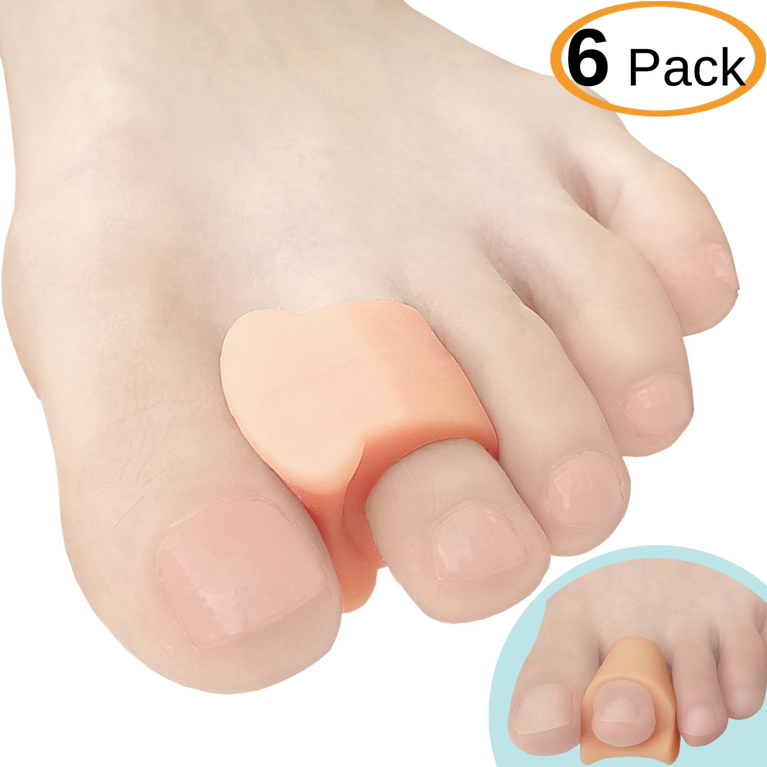 Chiroplax Toe Separators Spacers Gel Toe Spreader for Bunion Relief  Overlapping Hammer Toe Corrector Pad Straightener, 6 Pieces (Large, Beige)  - Walmart.com